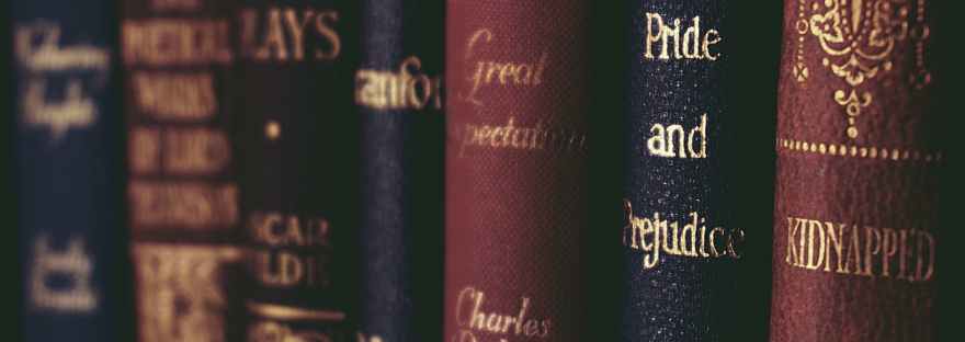 close up of books on shelf