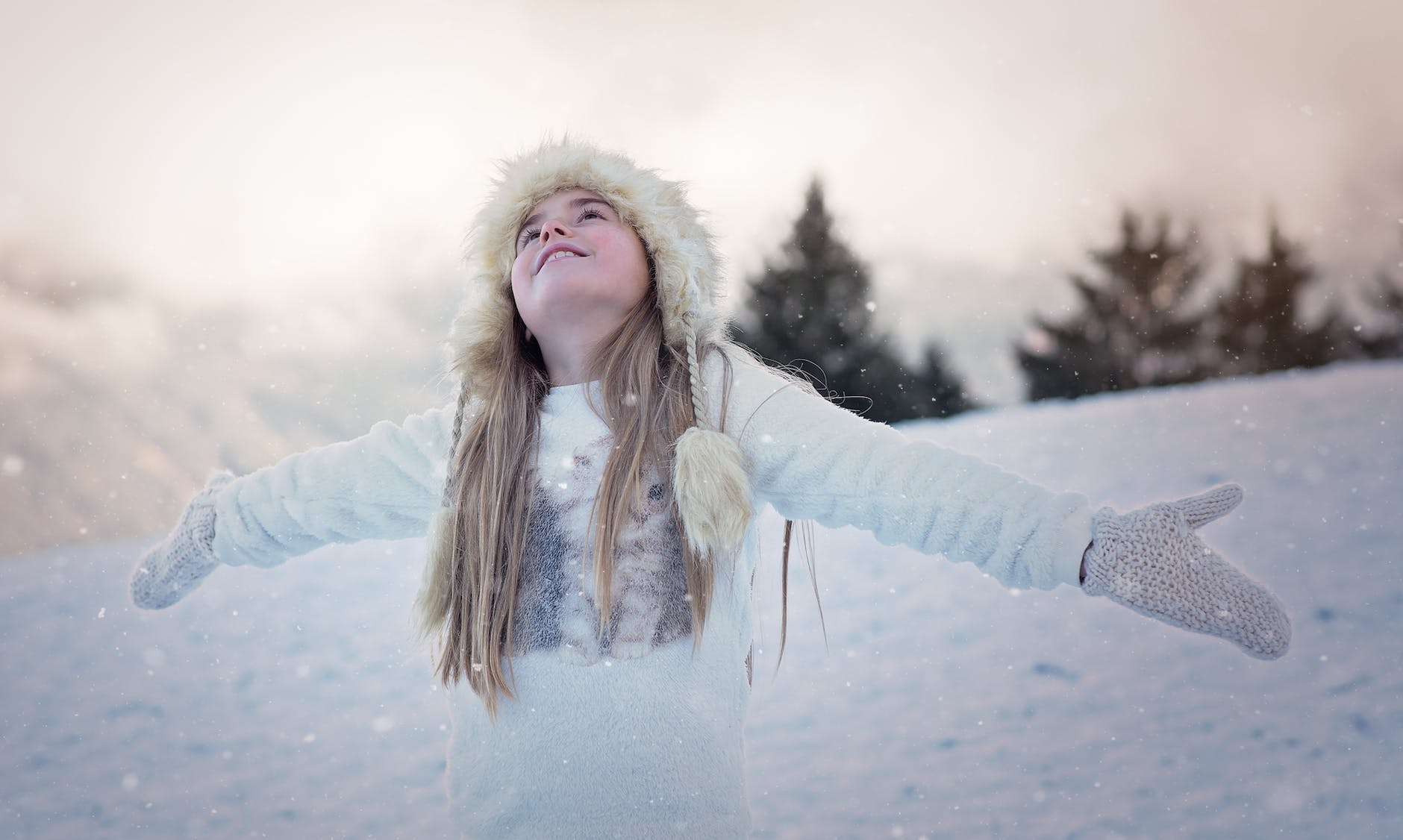 young woman in snow